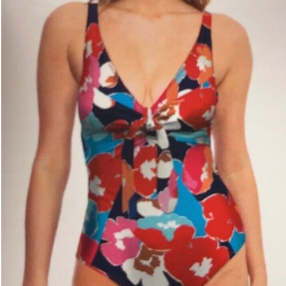 M Alyned Together Women Swimwear One Piece Swimsuit Size MEDIUM Nautical Floral - Picture 1 of 16